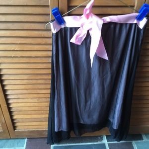 ENT LG BLACK OVER PINK SATIN ELASTIC WAIST SKIRT